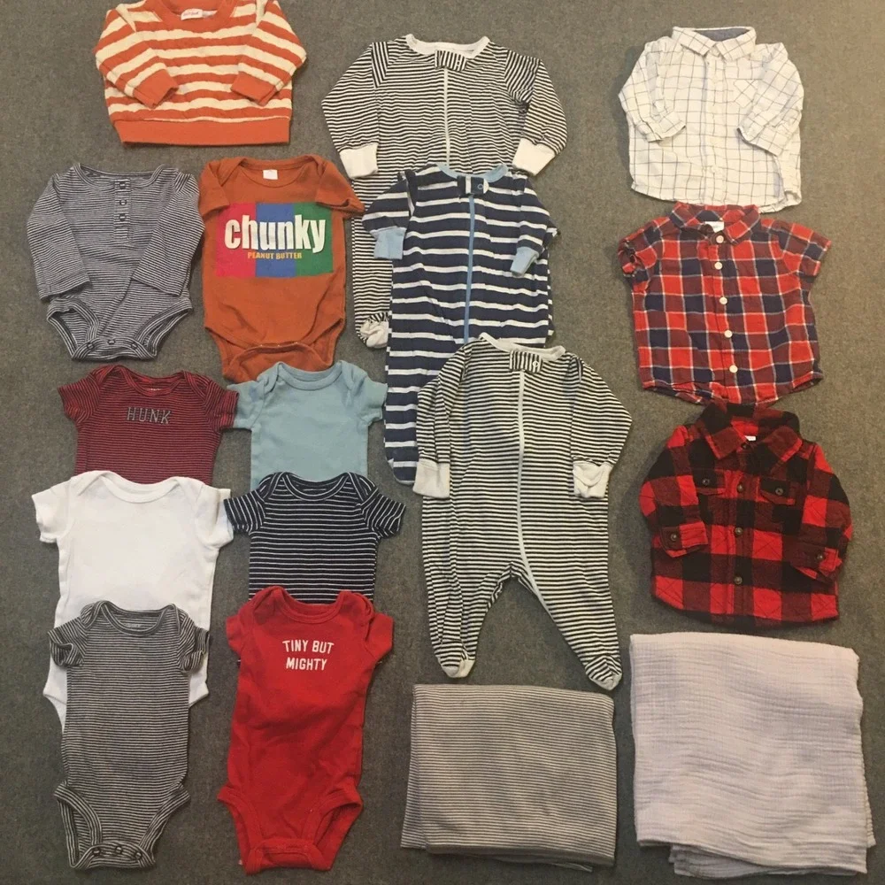 Baby Boy Newborn 0-3 Months Clothing Lot 17x Pieces Bulk All Seasons Quilted